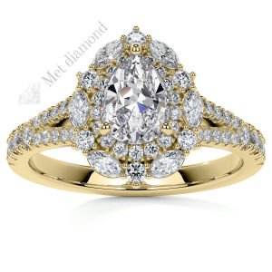 1,70 karat mozanit taşlı yüzük halo model - hly55