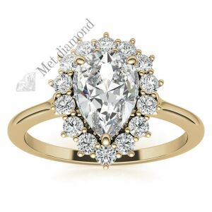 3 karat mozanit taşlı yüzük damla katedral model