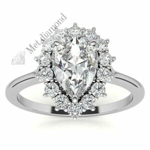 3 karat mozanit taşlı yüzük damla katedral model