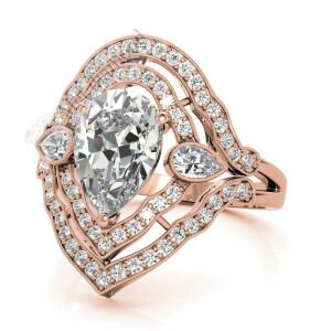 4,50 karat mozanit taşlı yüzük halo model