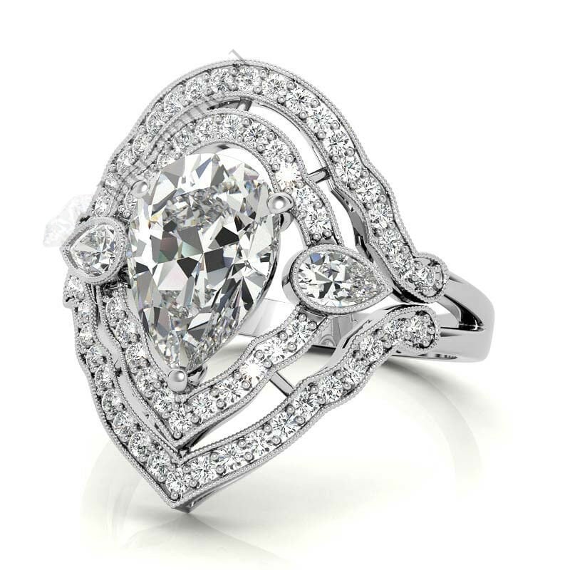 4,50 karat mozanit taşlı yüzük halo model