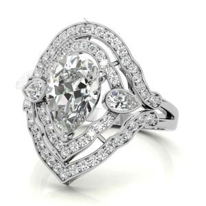 4,50 karat mozanit taşlı yüzük halo model