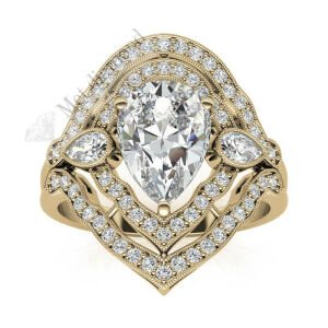 4,50 karat mozanit taşlı yüzük halo model