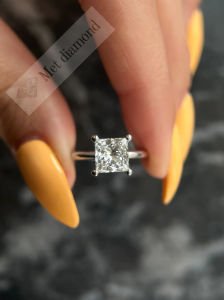 2 karat mozanit taşlı yüzük prenses kesim - prs033