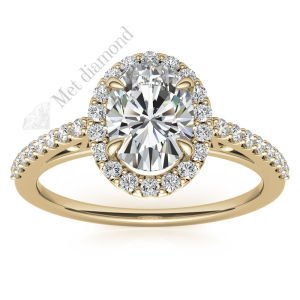 1,50 karat mozanit taşlı yüzük halo model