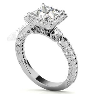 3.50 karat mozanit taşlı yüzük prenses kesim-prs007