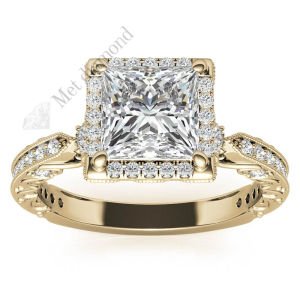 3.50 karat mozanit taşlı yüzük prenses kesim-prs007