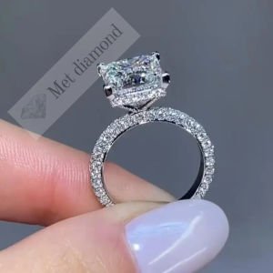 4 karat mozanit taşlı yüzük prenses kesim - prs034