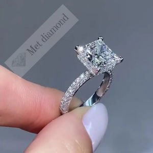 4 karat mozanit taşlı yüzük prenses kesim - prs034