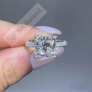 4 karat mozanit taşlı yüzük prenses kesim - prs034