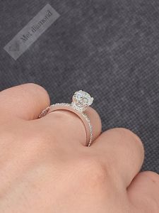 3,50 karat mozanit taşlı tek taş yüzük oval kesim - ov67a