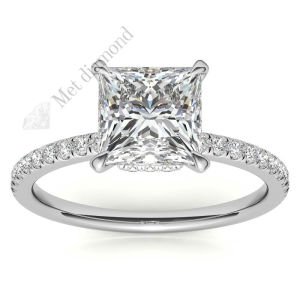 2.50 karat mozanit taşlı yüzük prenses kesim-prs004