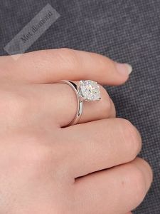 3 karat oval mozanit taşlı yüzük - ov075