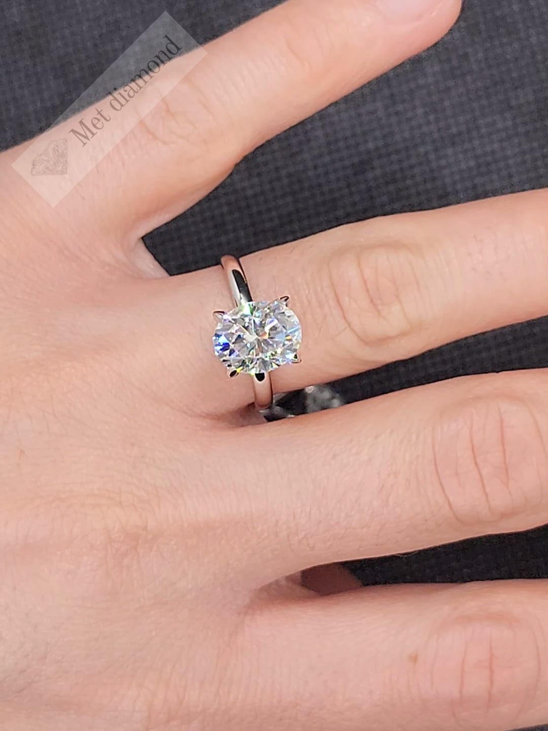 3 karat oval mozanit taşlı yüzük - ov075