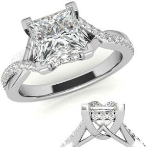 3.50 karat mozanit taşlı yüzük prenses kesim prs006