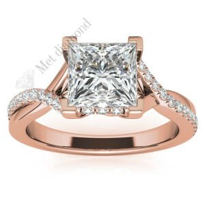 3.50 karat mozanit taşlı yüzük prenses kesim prs006