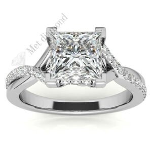 3.50 karat mozanit taşlı yüzük prenses kesim prs006