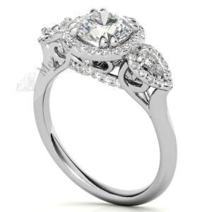 2 karat mozanit taşlı yüzük halo model - hly66