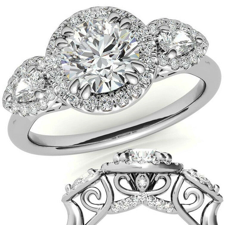 2 karat mozanit taşlı yüzük halo model - hly66