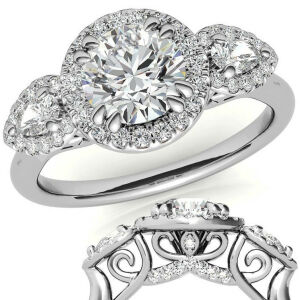 2 karat mozanit taşlı yüzük halo model - hly66