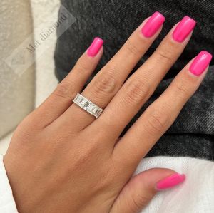 4 karat yarım tur mozanit taşlı yüzük baget - mzy37