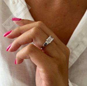 4 karat yarım tur mozanit taşlı yüzük baget - mzy37