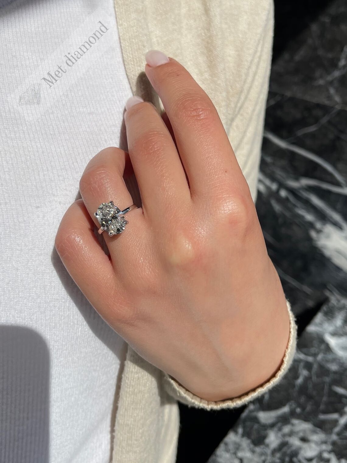 5 karat mozanit taşlı tek taş yüzük oval kesim - ov69