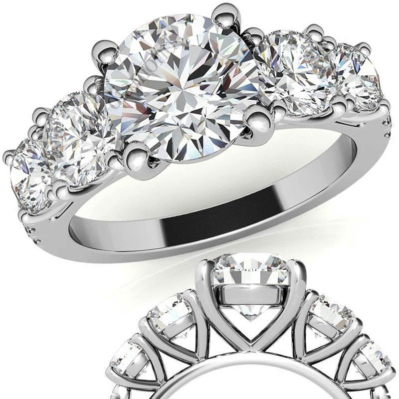 2,50 karat 5 taş mozanit taşlı yüzük