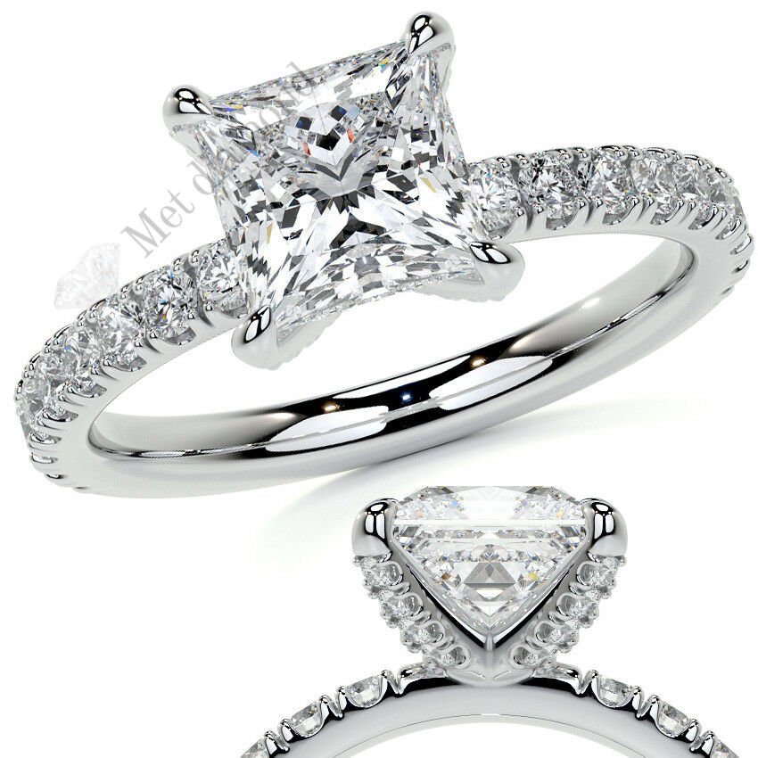 2.50 karat mozanit taşlı  yüzük prenses kesim prs011