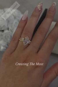 4.40  karat markiz kesim mozanit taşlı ikili yüzük- mar08