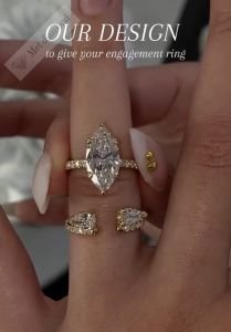 4.40  karat markiz kesim mozanit taşlı ikili yüzük- mar08