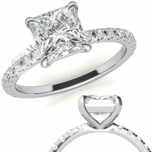 3,30 karat mozanit taşlı yüzük prenses kesim - prs017a