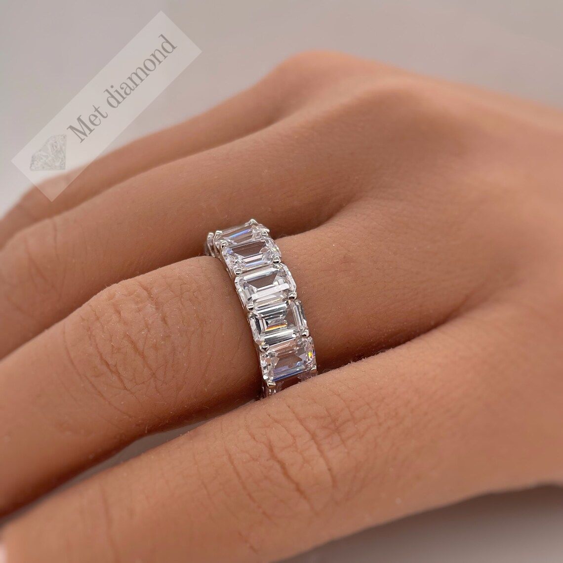 8 karat tamtur mozanit taşlı yüzük baget - mzy38