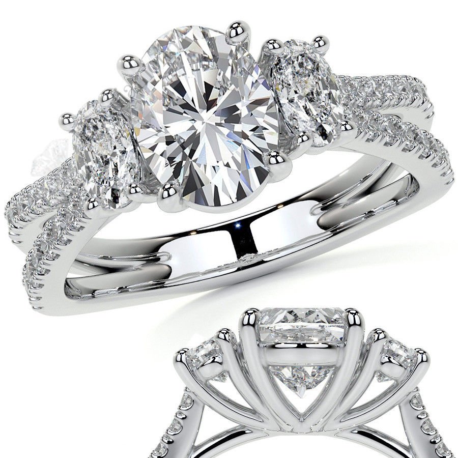 3,50 karat mozanit taşlı yüzük oval kesim