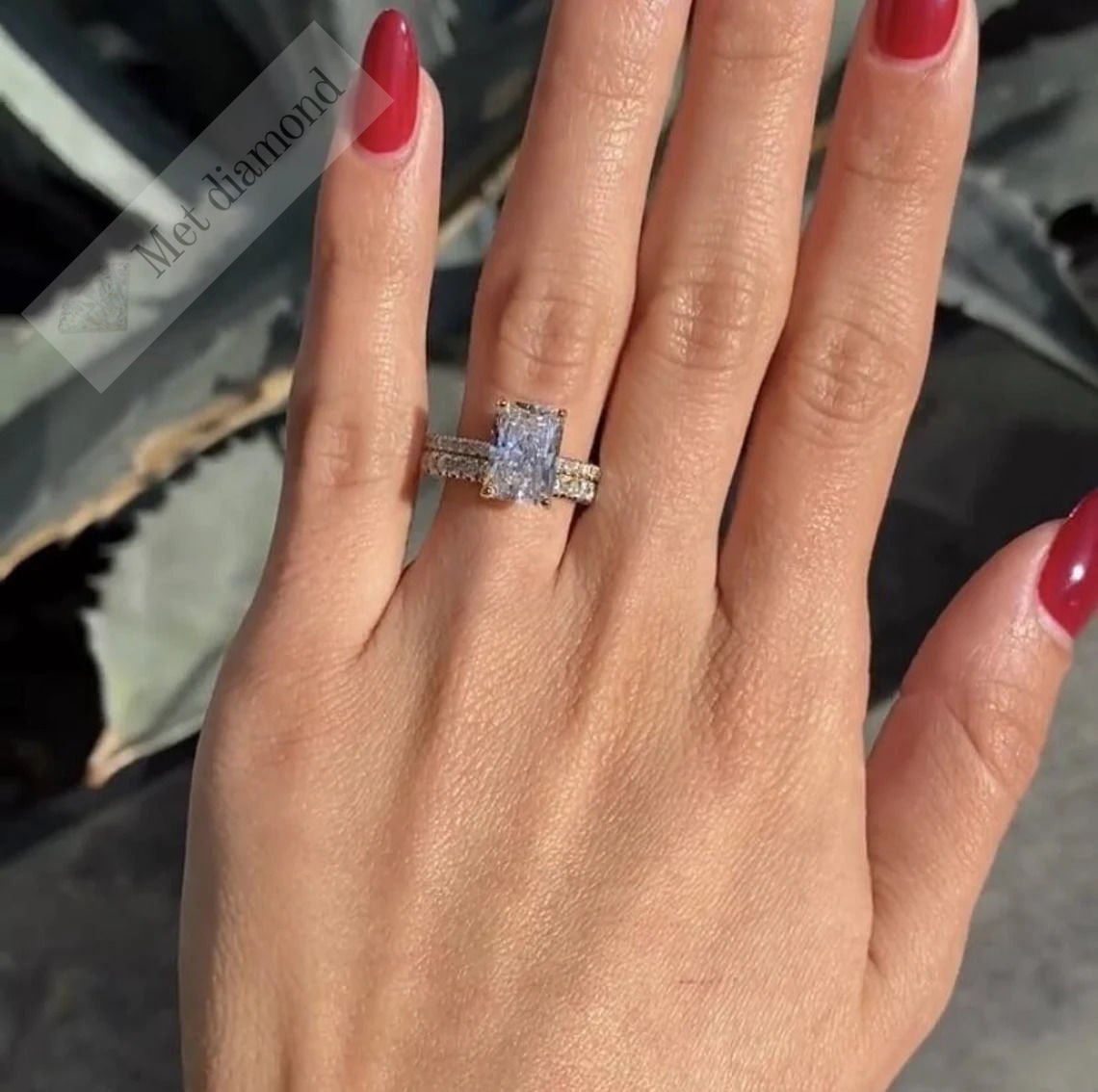 3,50  karat mozanit taşlı tek taş yüzük - bgt79