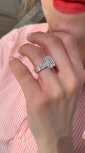 14,00 karat mozanit taşlı yüzük baget kesim