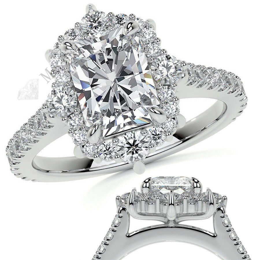 4 karat mozanit taşlı yüzük baget kesim