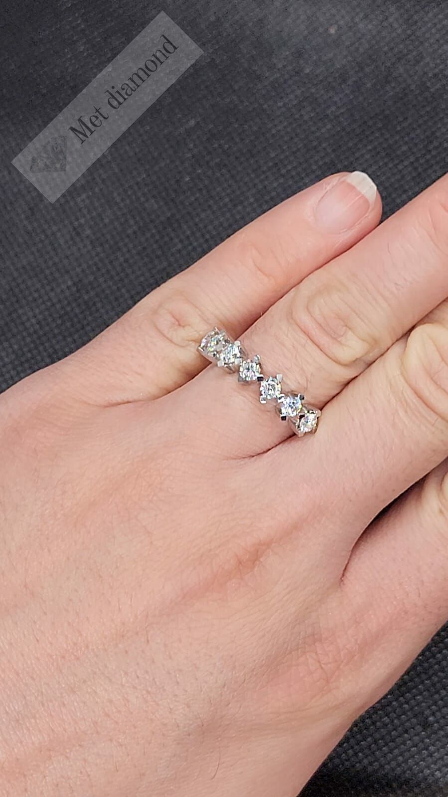 0,70 karat 7 taş mozanit taşlı yüzük  -bes070a