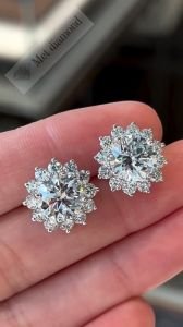 4 karat mozanit taşlı küpe  -kup09