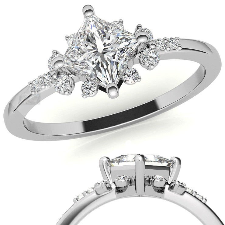 1 karat mozanit taşlı yüzük prenses kesim -prs015