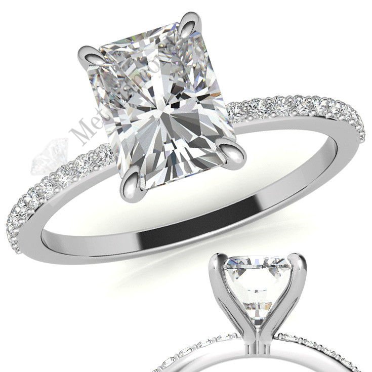 3,30 karat mozanit taşlı yüzük baget kesim