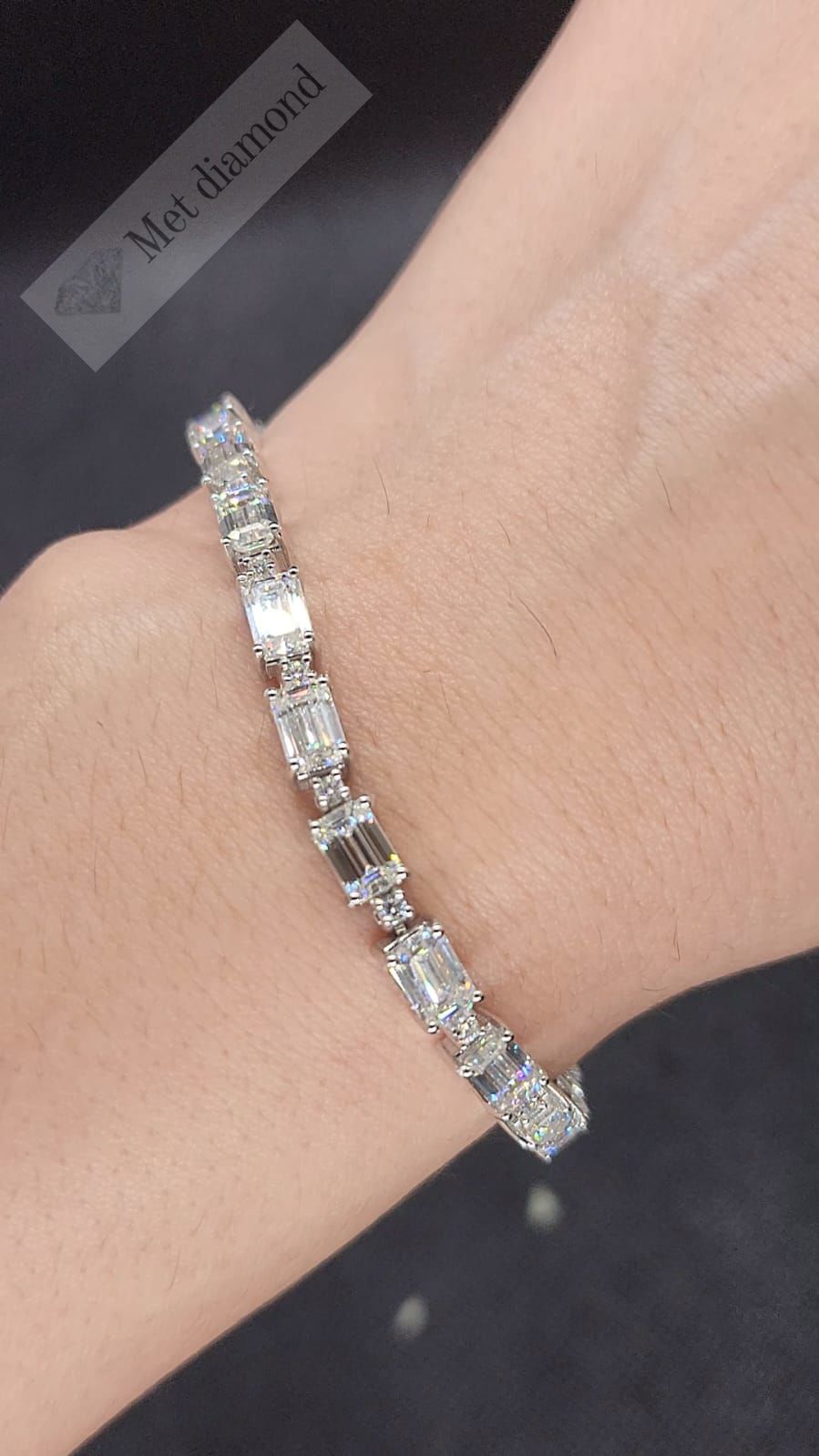 18 karat mozanit taşlı baget bileklik-bil180