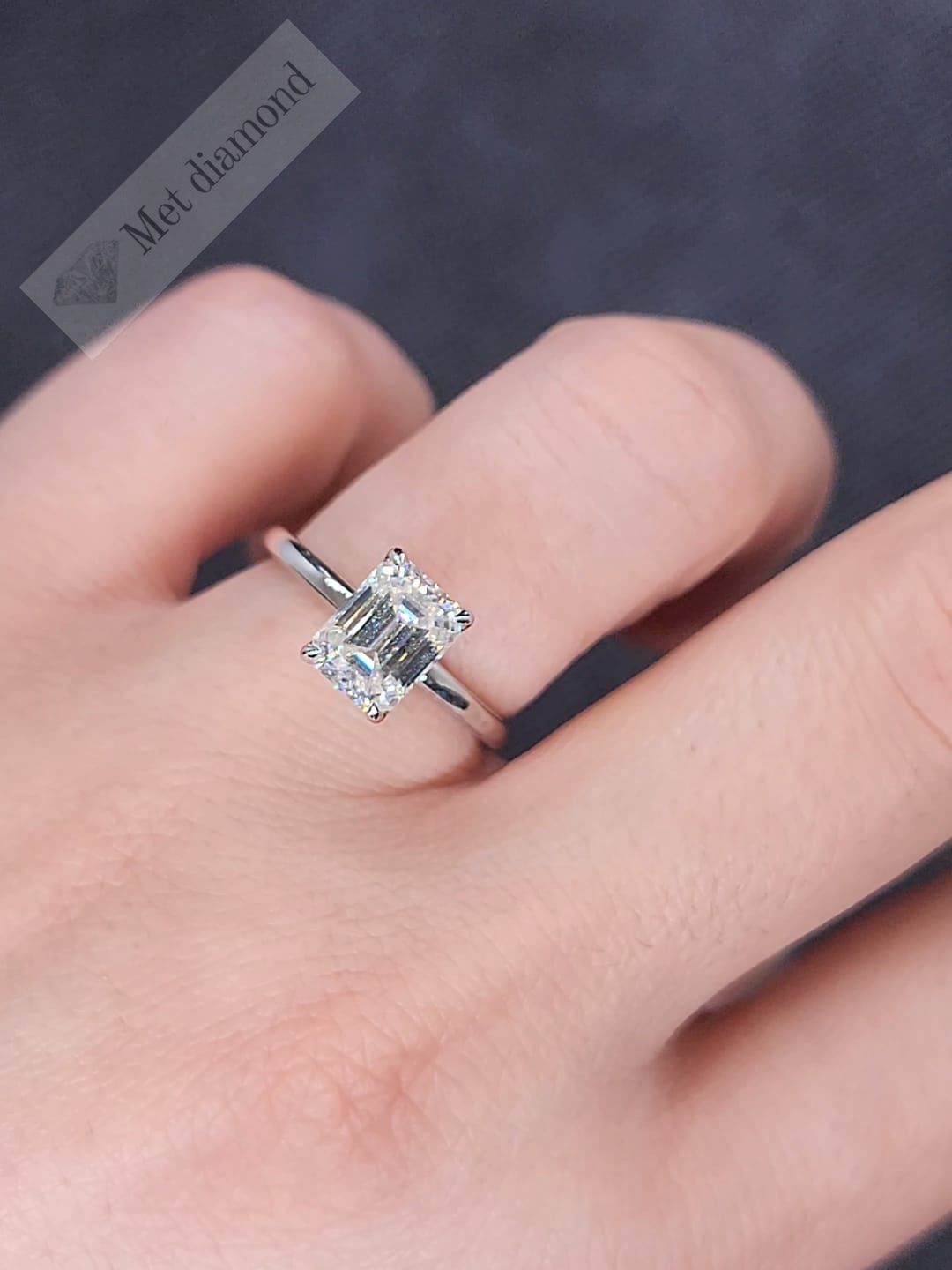 2 karat baget mozanit taşlı tektaş yüzük bgt83