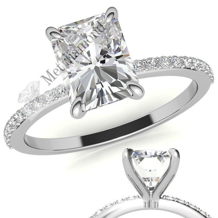 1,30 karat mozanit taşlı yüzük baget kesim bgt70a