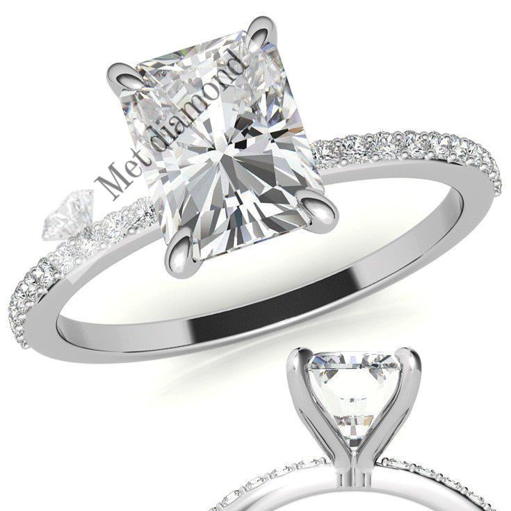 2,30 karat mozanit taşlı yüzük baget kesim