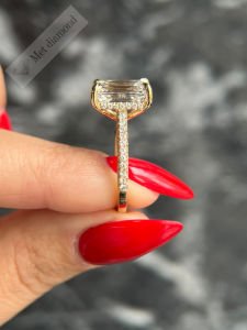 6 karat mozanit taşlı tektaş yüzük baget -bgt77