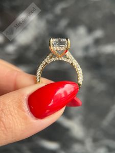 6 karat mozanit taşlı tektaş yüzük baget -bgt77