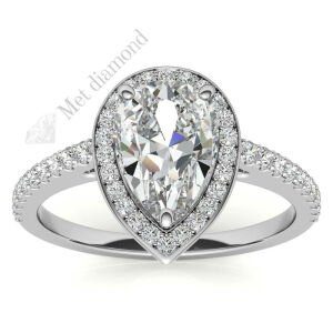 1,50 karat mozanit taşlı yüzük damla kesim