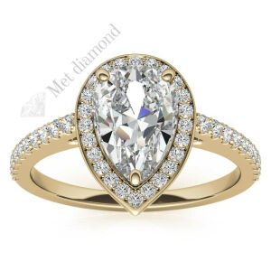 1,50 karat mozanit taşlı yüzük damla kesim