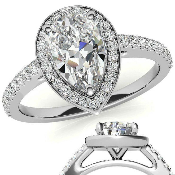 1,50 karat mozanit taşlı yüzük damla kesim